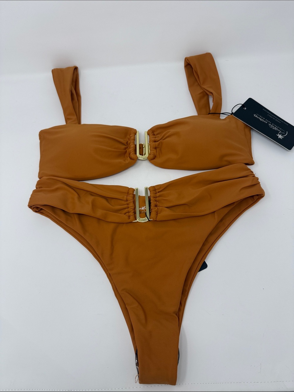 Aventura Rust Brown/Orange Bikini with Gold Hardware